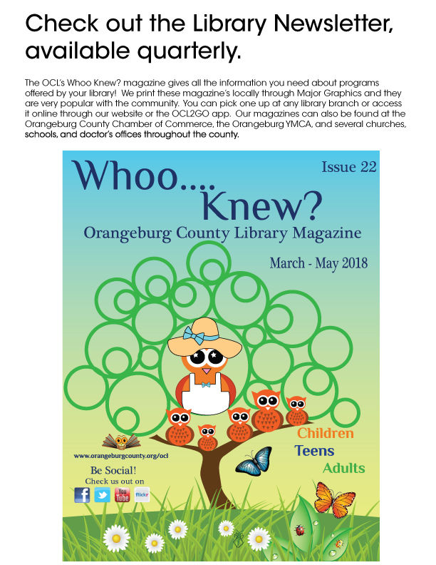 Orangeburg County Library - News Letter Cover